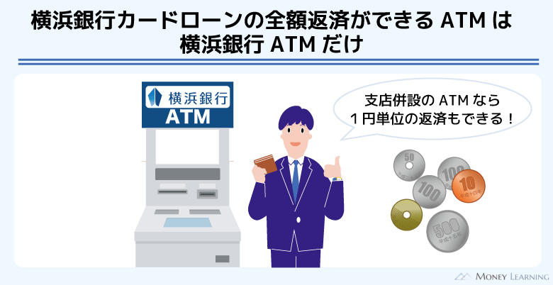 横浜銀行カードローンの全額返済ができるATMは横浜銀行ATMだけ